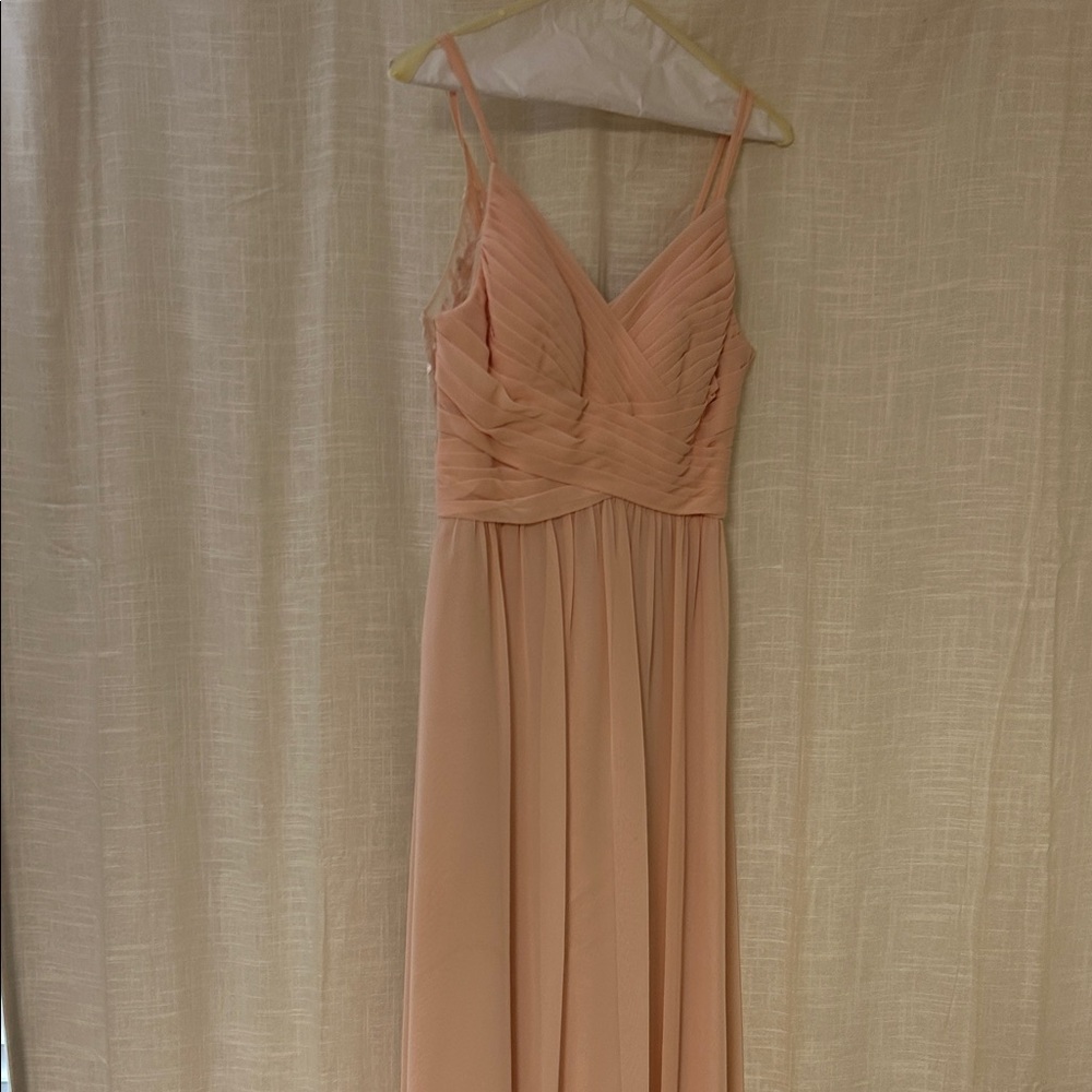 Azazie Blush Peach V-Neck Spaghetti-Strap Prom Dress